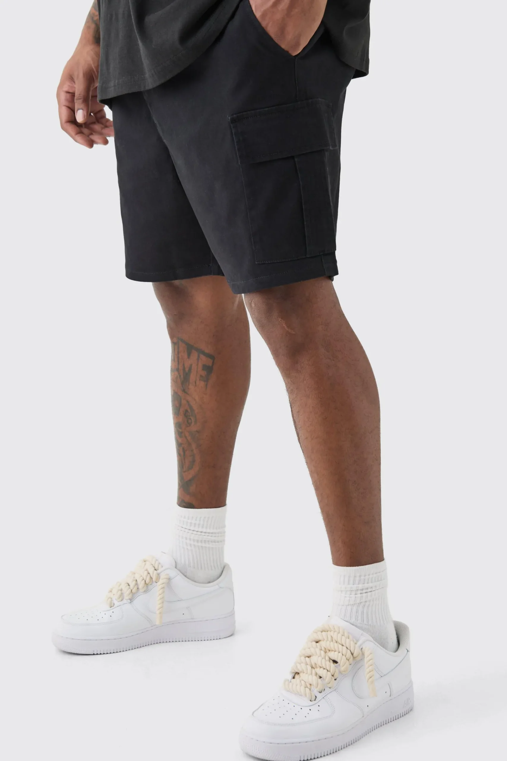 boohooMAN Plus Elasticated Waist Slim Fit Cargo Shorts | UK| Shorts