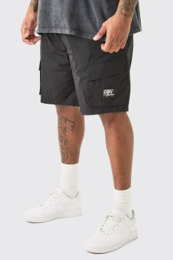 boohooMAN Plus Elasticated Waist Ofcl Nylon Cargo Short | UK| Shorts