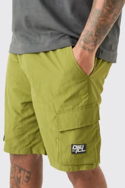 boohooMAN Plus Elasticated Waist Ofcl Nylon Cargo Short | UK| Shorts