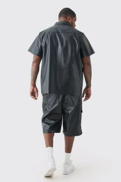 boohooMAN Plus Elasticated Waist PU Cargo Short | UK| Shorts