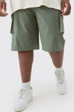 boohooMAN Plus Elasticated Waist Relaxed Lightweight Stretch Cargo Short | UK| Shorts