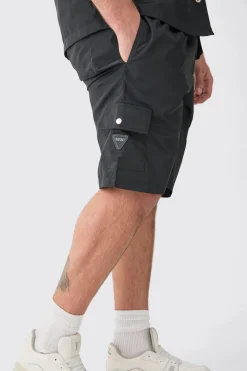 boohooMAN Plus Elasticated Waist Relaxed Nylon Man Cargo Short | UK| Shorts