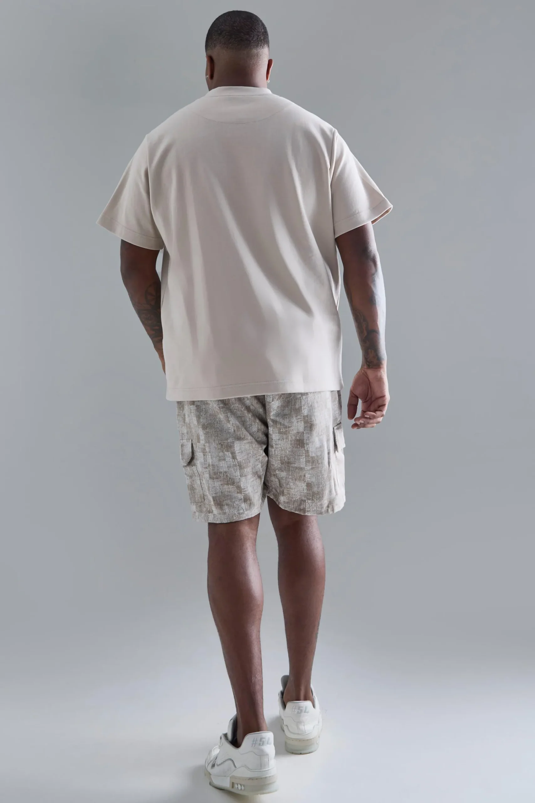 boohooMAN Plus Elasticated Waist Textured Cargo Short In | UK| Shorts