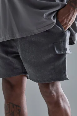 boohooMAN Plus Elasticated Waist Textured Cargo Short In | UK| Shorts