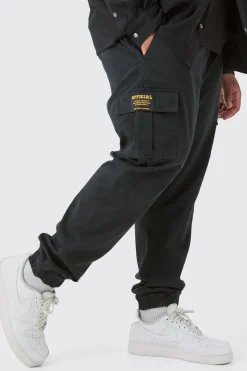 boohooMAN Plus Elasticated Waist Twill Slim Fit Cargo Tab Trouser | UK| Trousers|Cargos