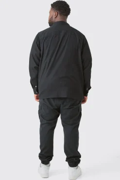 boohooMAN Plus Elasticated Waist Twill Slim Fit Cargo Tab Trouser | UK| Trousers|Cargos