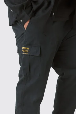 boohooMAN Plus Elasticated Waist Twill Slim Fit Cargo Tab Trouser | UK| Trousers|Cargos