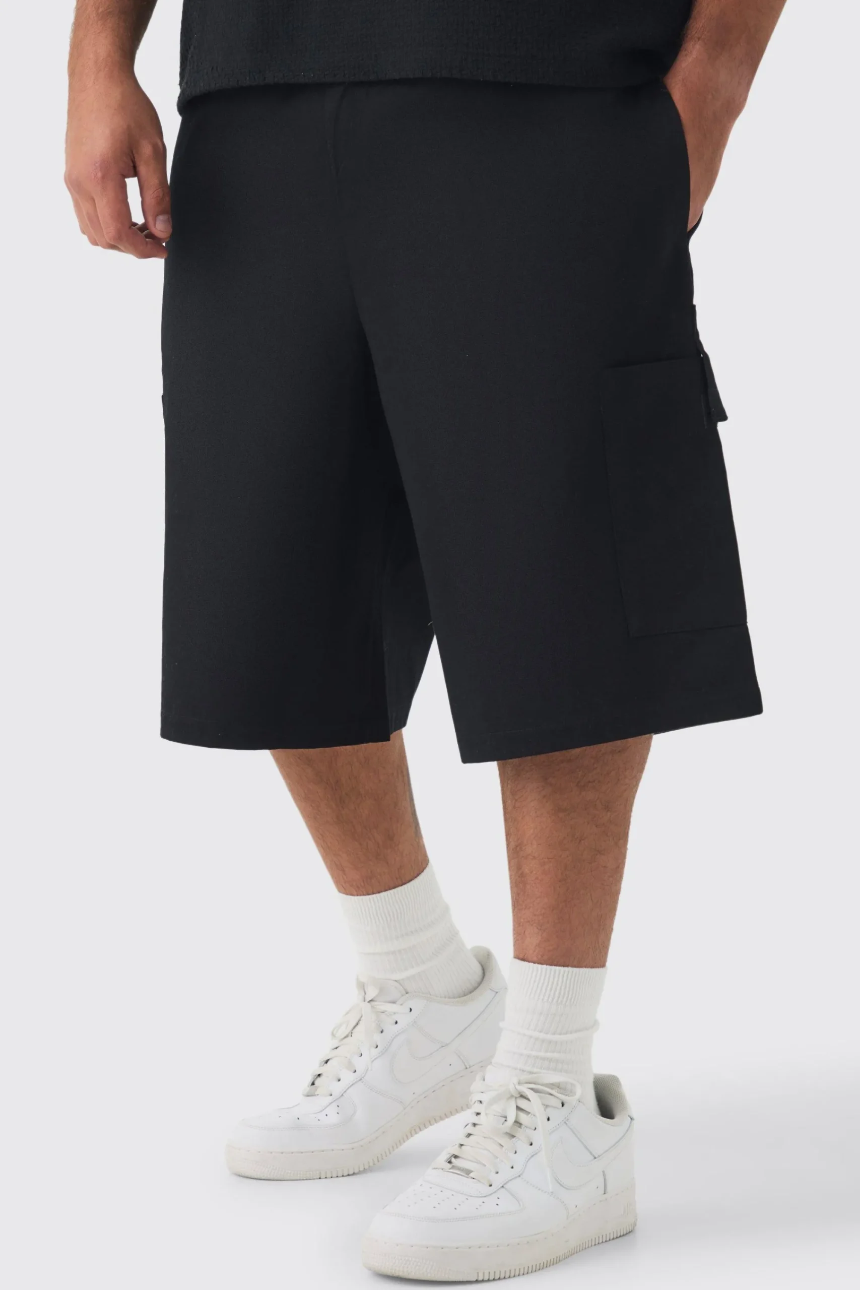 boohooMAN Plus Elasticated Waistband Patch Pocket Jorts | UK| Shorts