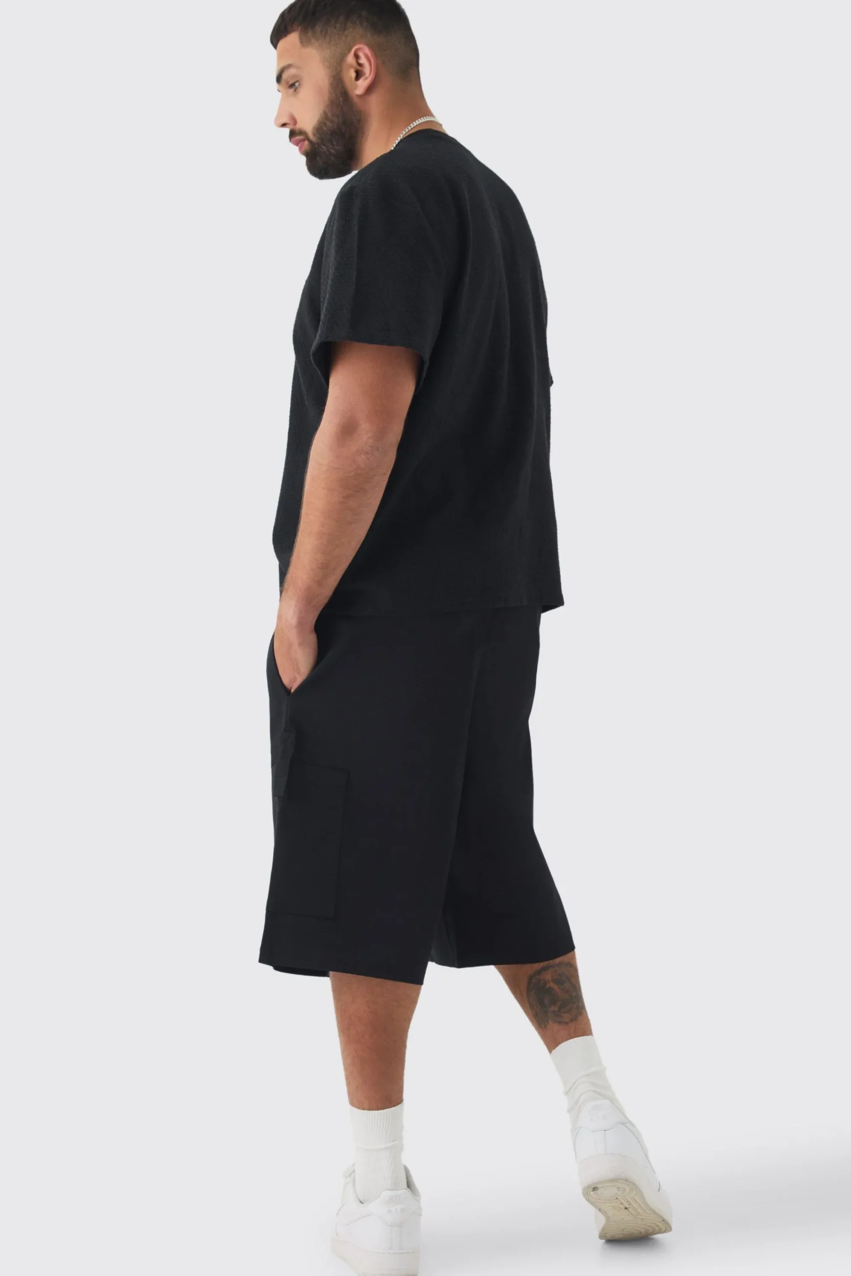 boohooMAN Plus Elasticated Waistband Patch Pocket Jorts | UK| Shorts