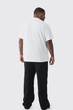 boohooMAN Plus Embossed Checkered Towelling Trouser & T-shirt Set | UK| Tracksuits