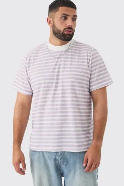 Plus Extended Neck Stripe T-shirt | UK^boohooMAN Best
