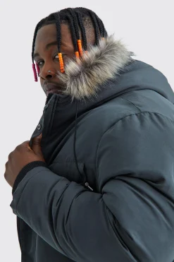 boohooMAN Plus Faux Fur Hooded Arctic Parka Jacket In | UK| Coats & Jackets