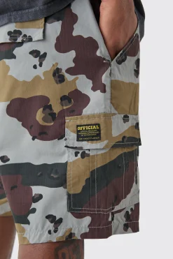 boohooMAN Plus Fixed Waist Camo Twill Cargo Short | UK| Shorts