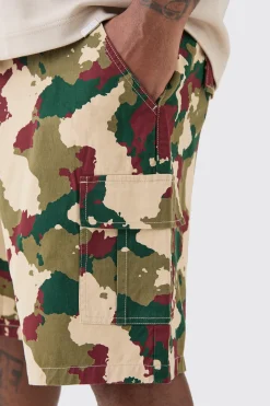 boohooMAN Plus Fixed Waist Camo Twill Cargo Short | UK| Shorts