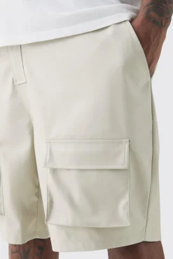 boohooMAN Plus Fixed Waist PU Cargo Short | UK| Shorts
