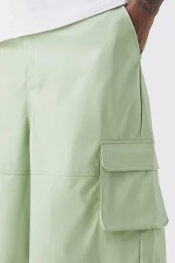 boohooMAN Plus Fixed Waist PU Panel Cargo Jort | UK| Shorts