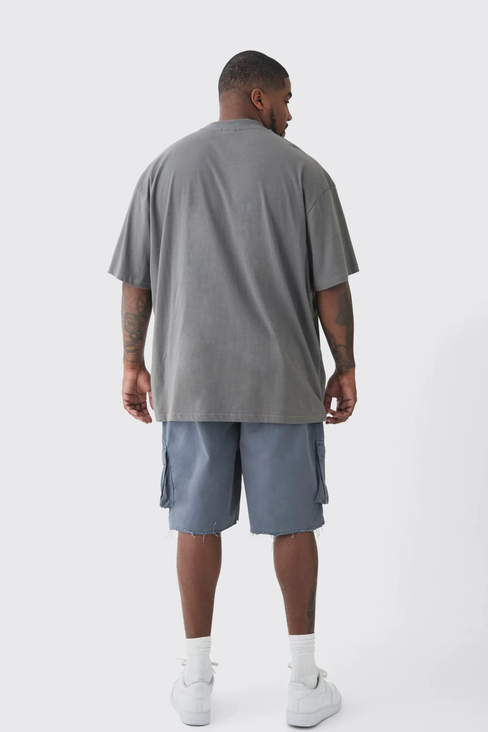 boohooMAN Plus Fixed Waist Raw Hem Relaxed Cargo Shorts | UK| Shorts