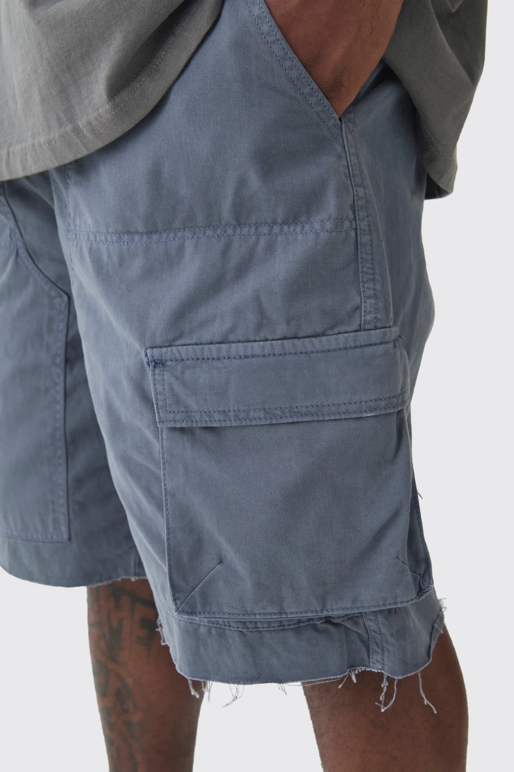 boohooMAN Plus Fixed Waist Raw Hem Relaxed Cargo Shorts | UK| Shorts