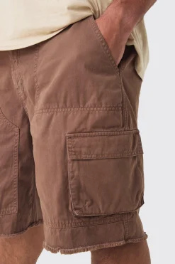 boohooMAN Plus Fixed Waist Raw Hem Relaxed Cargo Shorts | UK| Shorts