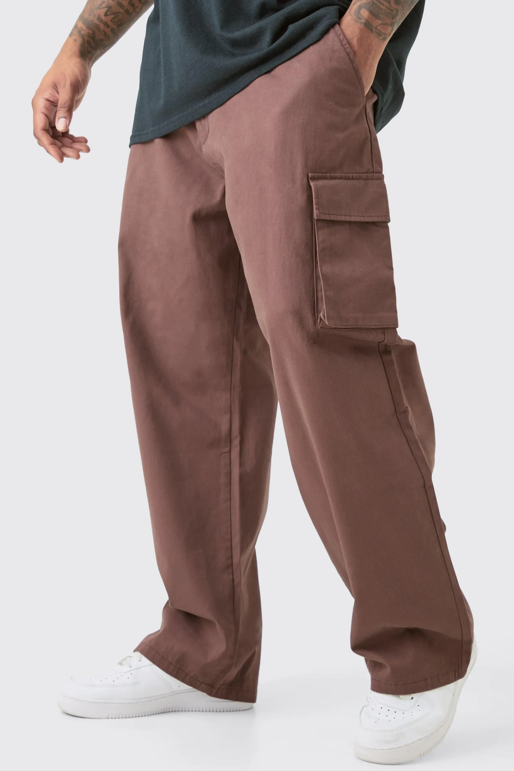 boohooMAN Plus Fixed Waist Relaxed Fit Cargo Trousers | UK| Trousers|Cargos