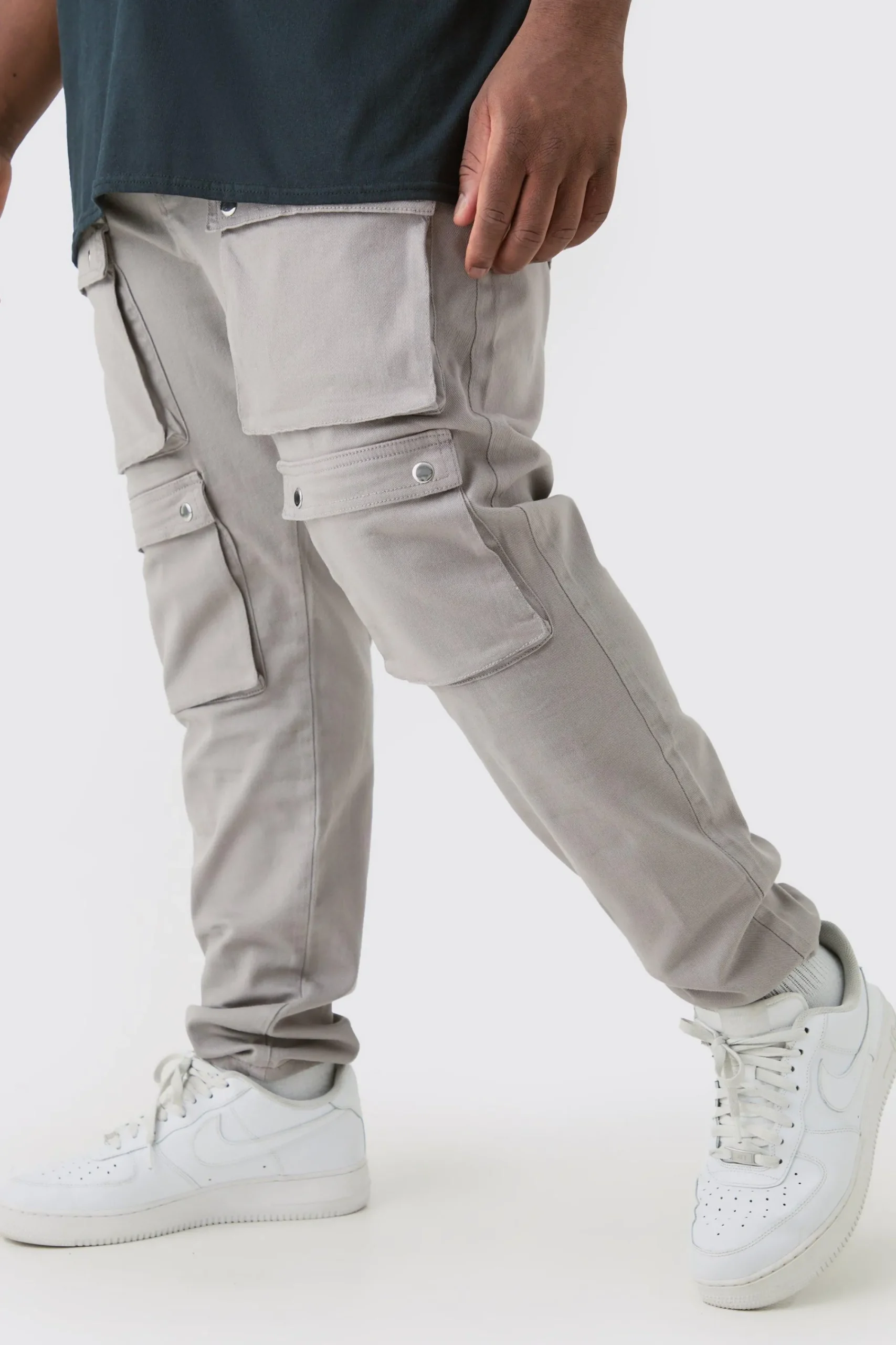 boohooMAN Plus Fixed Waist Skinny Multi Cargo Pocket Trouser | UK| Trousers