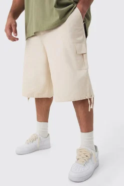 boohooMAN Plus Fixed Waistband Twill Cargo Jort | UK| Shorts