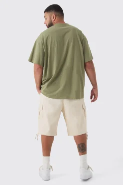 boohooMAN Plus Fixed Waistband Twill Cargo Jort | UK| Shorts