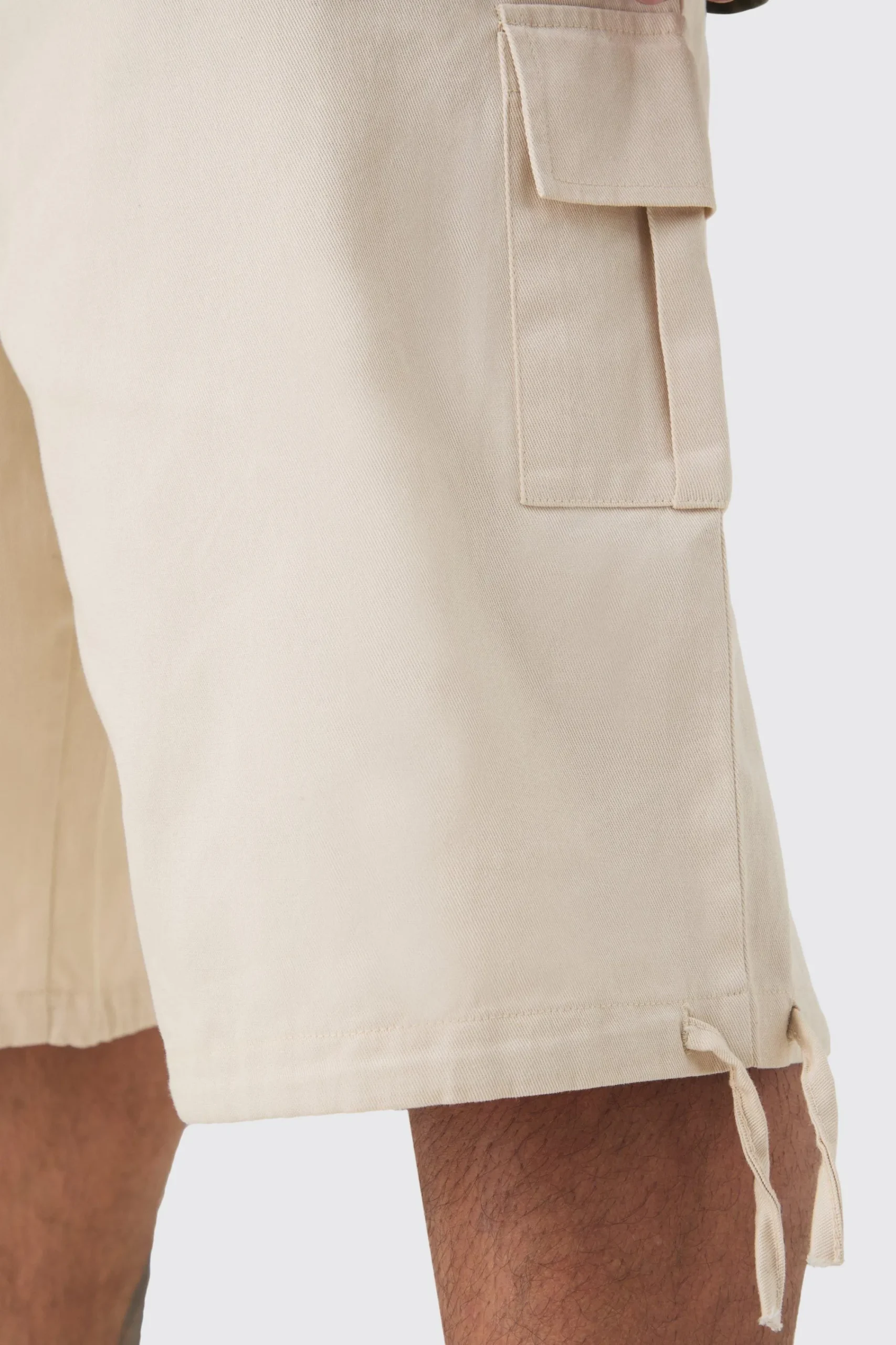 boohooMAN Plus Fixed Waistband Twill Cargo Jort | UK| Shorts