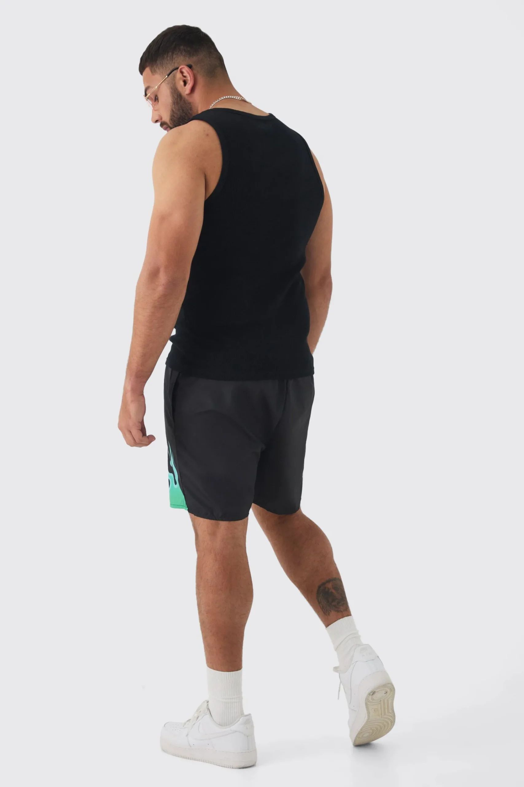 boohooMAN Plus Flame Hem Print Swim Shorts | UK| Shorts