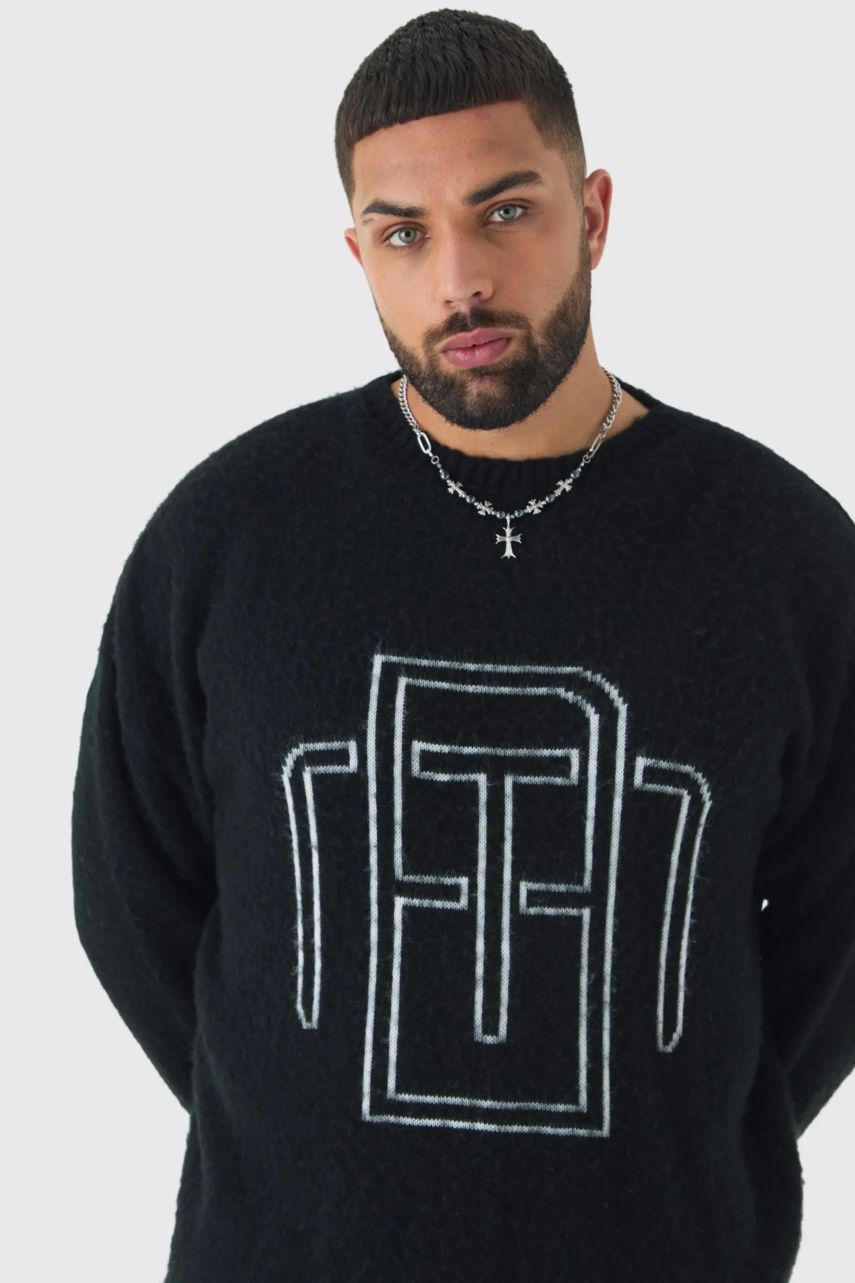 boohooMAN Plus Fluffy Knit BM Jumper | UK| Knitwear