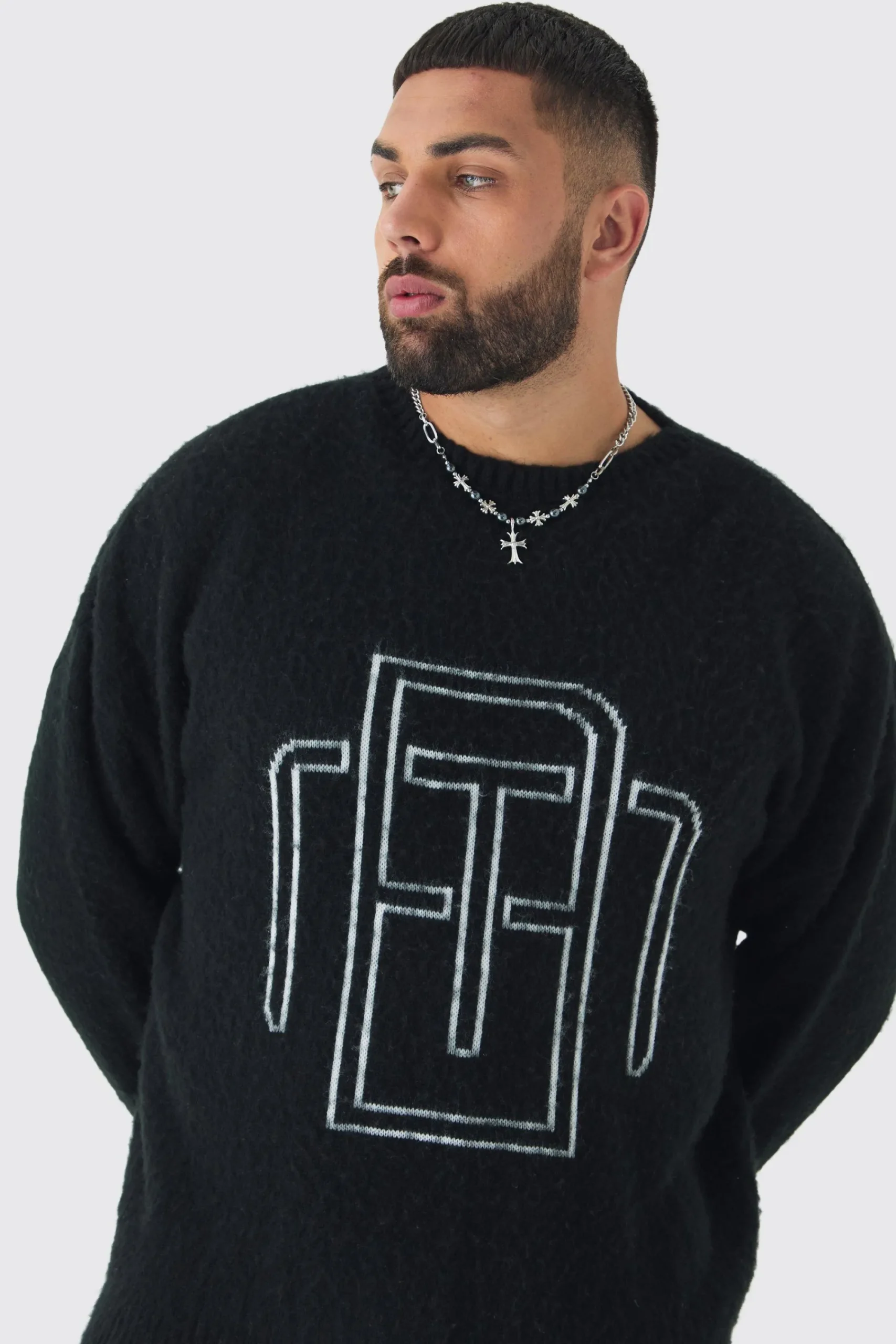 boohooMAN Plus Fluffy Knit BM Jumper | UK| Knitwear