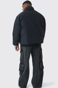 boohooMAN Plus Funnel Neck Padded Jacket In | UK| Coats & Jackets
