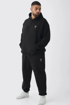 boohooMAN Plus Gothic Cross Embroidered Hooded Tracksuit | UK| Tracksuits