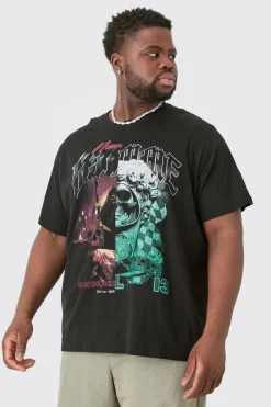 Plus Gothic Splice Print T-shirt In | UK^boohooMAN Sale