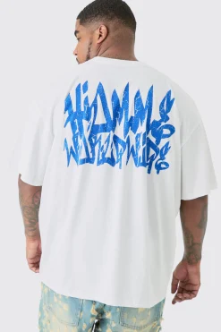 Plus Graffiti Homme Worldwide Back Print T-shirt In | UK^boohooMAN Outlet
