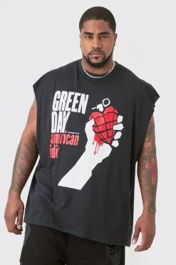 Plus Green Day License Print Tank | UK^boohooMAN