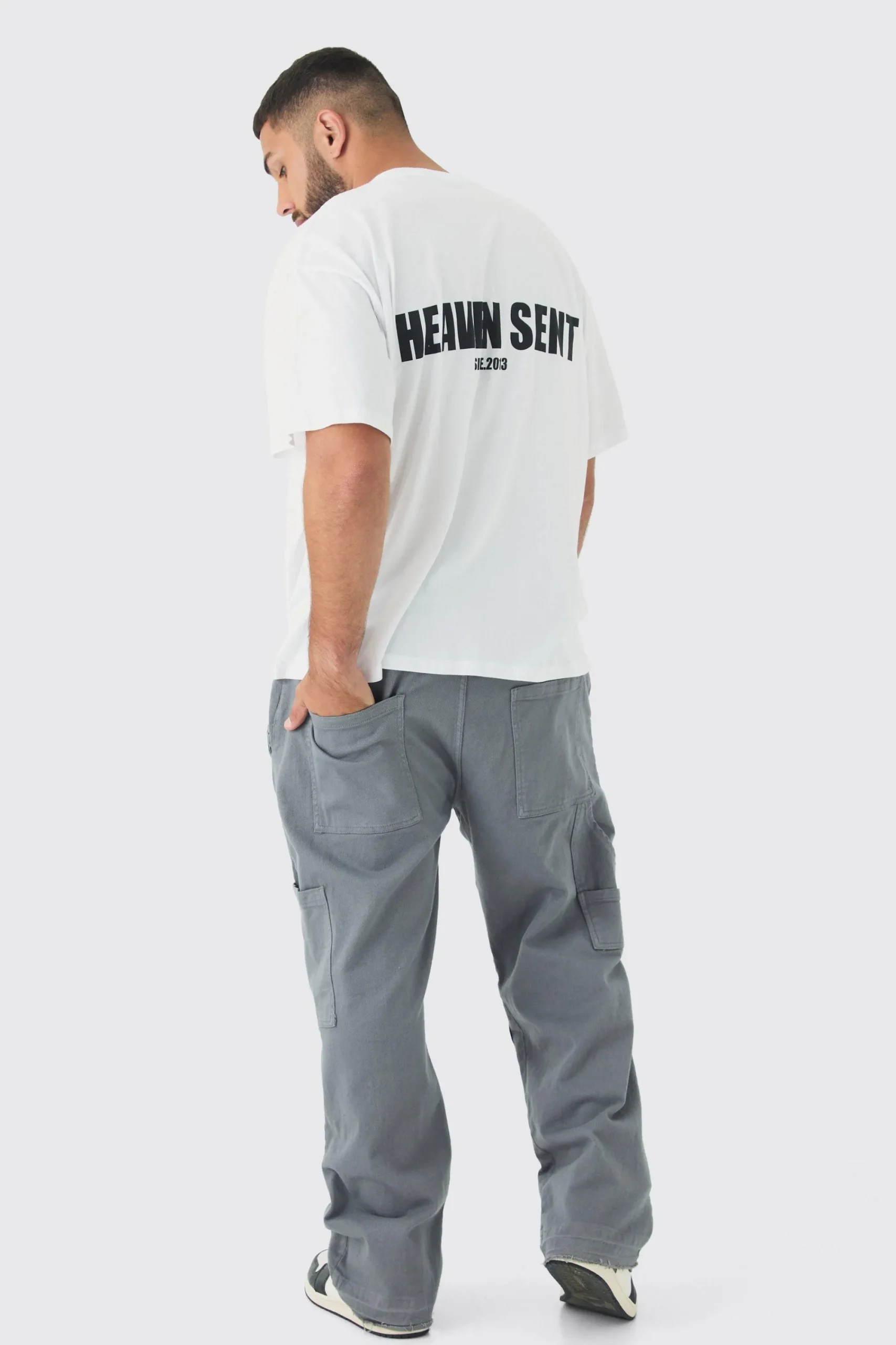 Plus Heaven Sent Print Oversized T-shirt In | UK^boohooMAN New