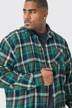 boohooMAN Plus Heavy Weight Check Overshirt | UK| Shirts