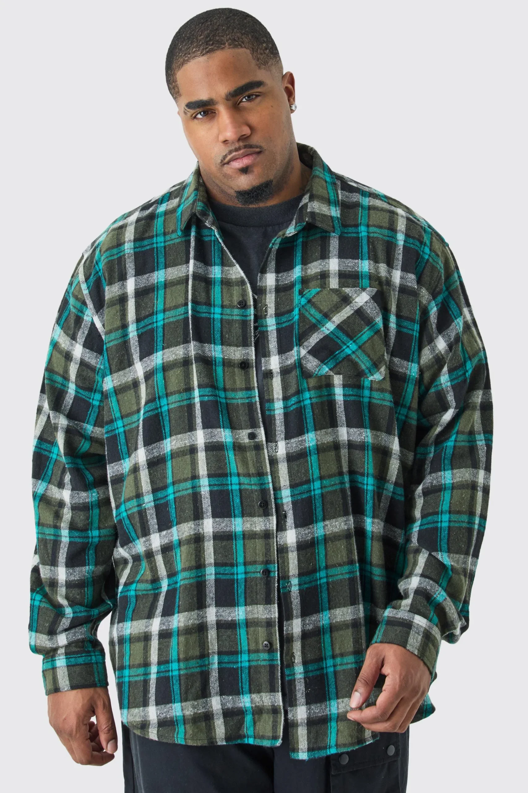 boohooMAN Plus Heavy Weight Check Overshirt | UK| Shirts