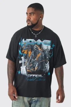 Plus Homme Cross Print Oversized T-shirt In | UK^boohooMAN Discount