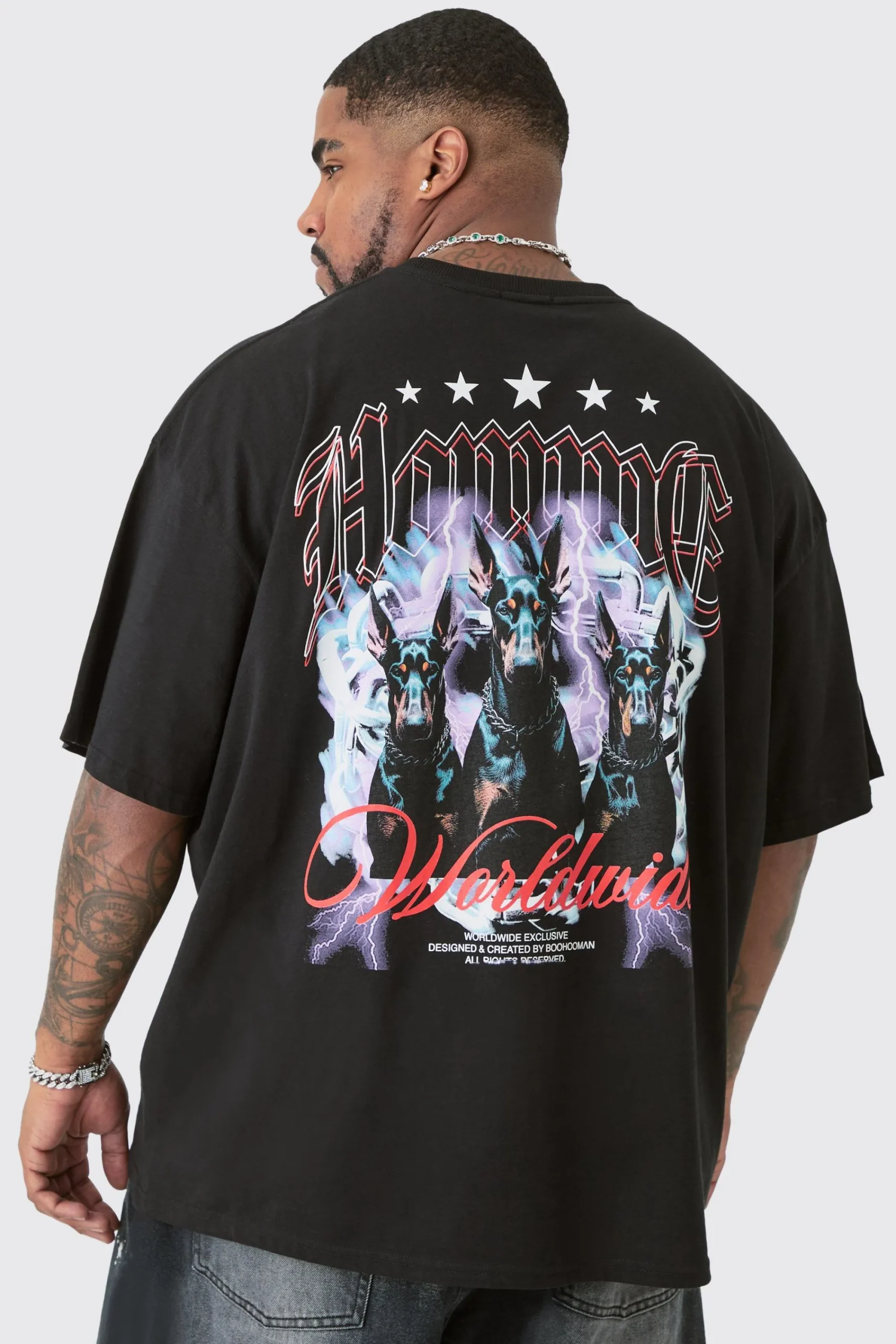 Plus Homme Dog Star Backprint T-shirt In | UK^boohooMAN Discount