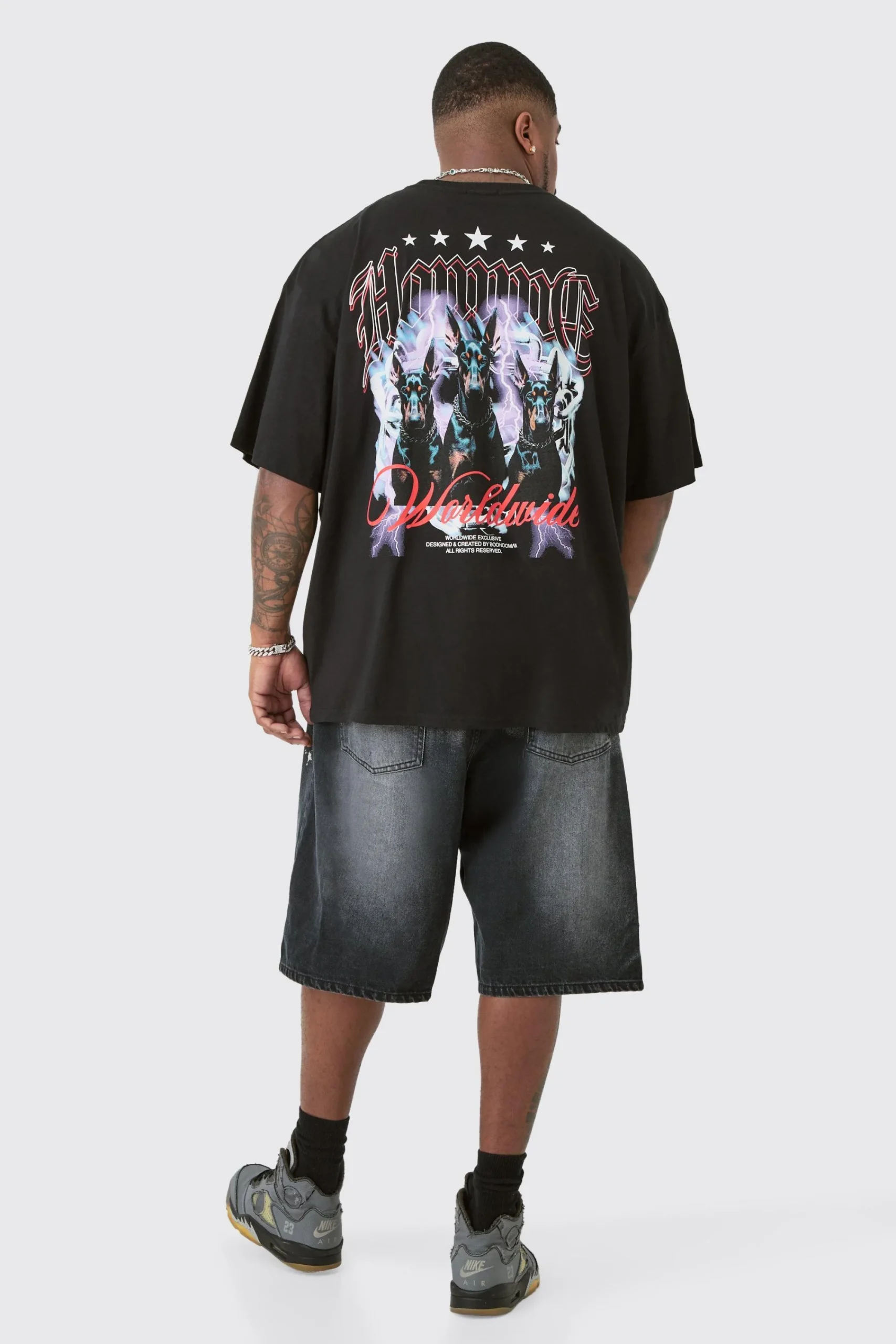 Plus Homme Dog Star Backprint T-shirt In | UK^boohooMAN Discount