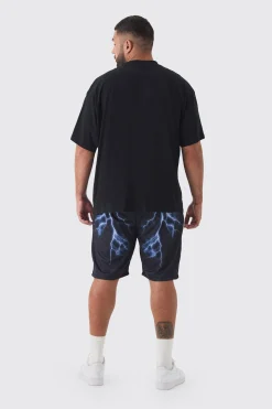 boohooMAN Plus Homme Gothic Cross Mesh Basketball Shorts | UK| Shorts