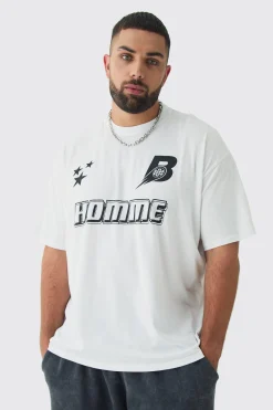 Plus Homme Star Print Graphic T-Shirt | UK^boohooMAN