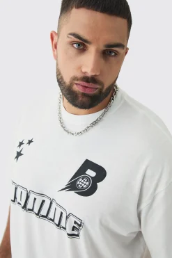 Plus Homme Star Print Graphic T-Shirt | UK^boohooMAN