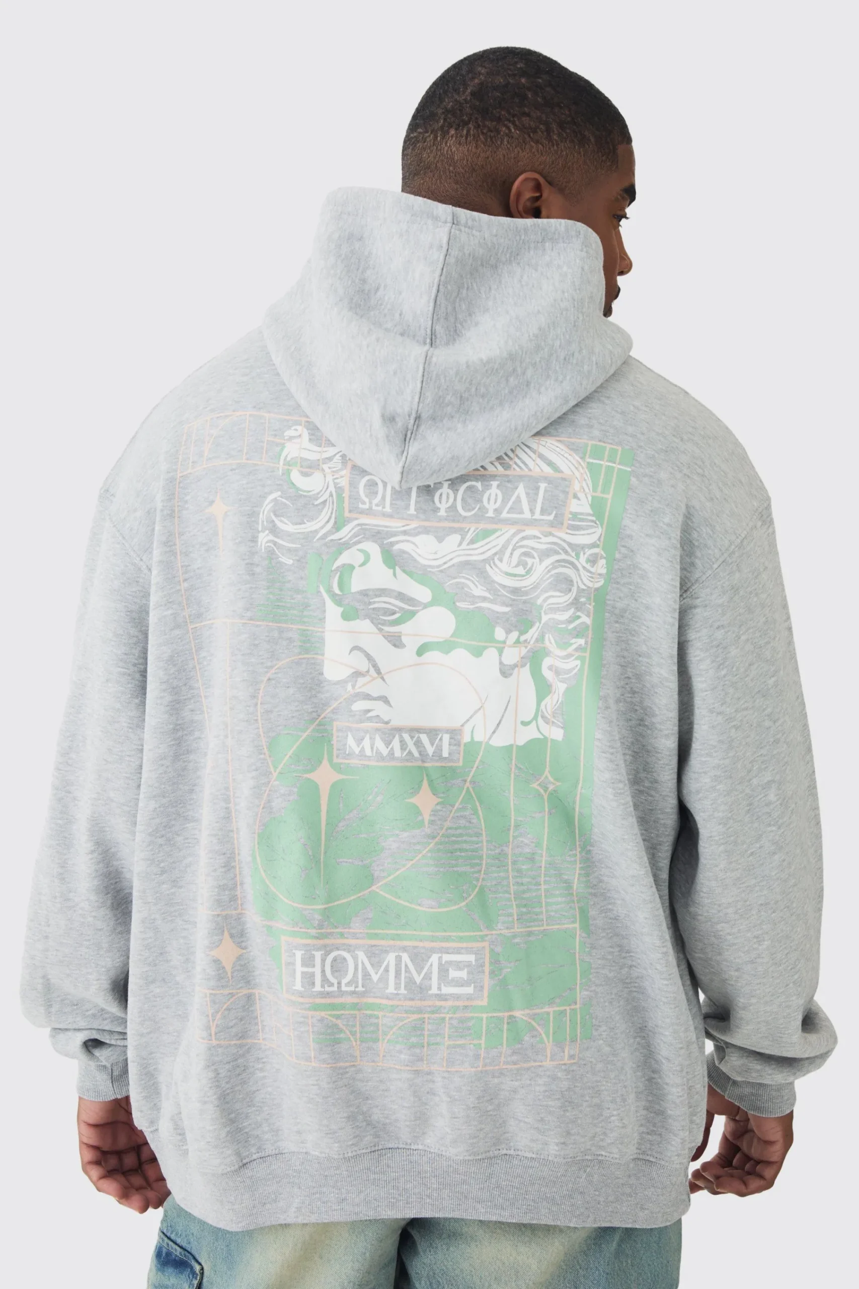 boohooMAN Plus Homme Statue Back Printed Hoodie | UK| Hoodies & Sweatshirts