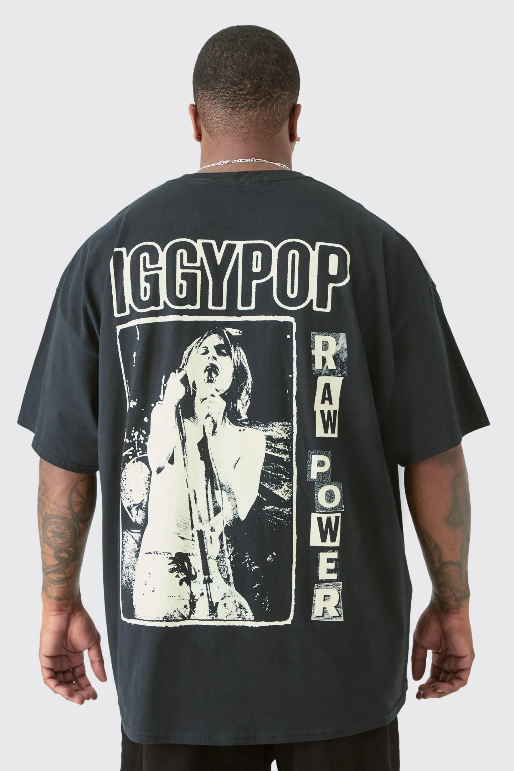 Plus Iggy Pop License Front & Back Print T-shirt | UK^boohooMAN Clearance
