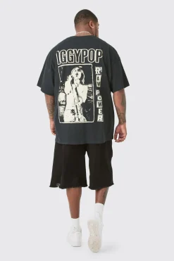 Plus Iggy Pop License Front & Back Print T-shirt | UK^boohooMAN Clearance
