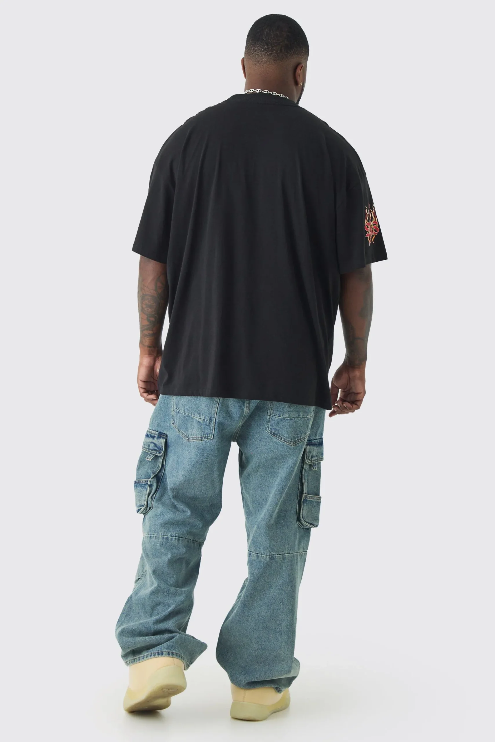 Plus Infamous Flame Print Oversized T-shirt In | UK^boohooMAN Hot