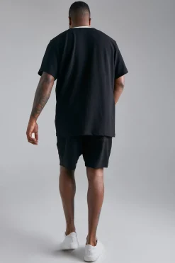 Plus Jersey Textured Slim T-shirt | UK^boohooMAN Outlet
